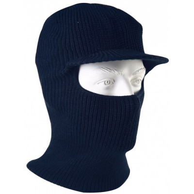 Balaclava azul escuro de malha com abertura para olhos e viseira