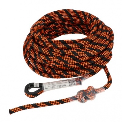 Corda de segurança trançada preta e laranja com mosquetão