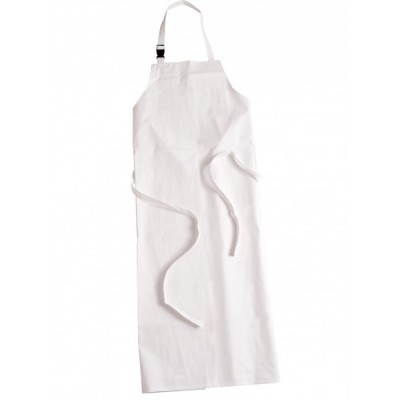 Avental branco de tecido com alça e tiras para amarrar