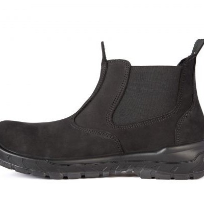 Bota preta Chelsea em camurça com sola preta