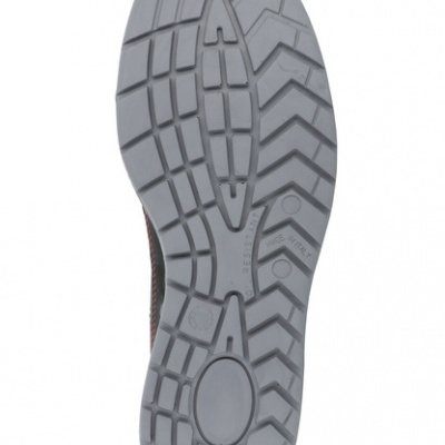 Sola de calçado cinzento com padrão de ranhuras e texturas