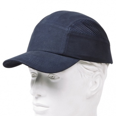 Boné desportivo azul escuro com aba curva e laterais em malha