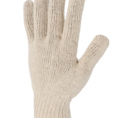 Luva tricotada bege com punho canelado