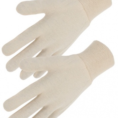 Par de luvas bege claro com punhos de malha