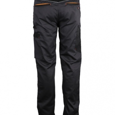 Calças de trabalho pretas com detalhes laranja e bolsos