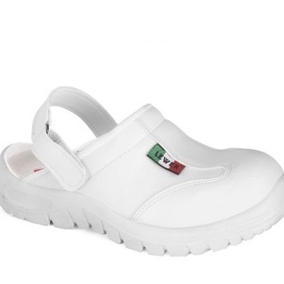 Ténis de trabalho branco com pala ajustável e etiqueta com cores da bandeira italiana