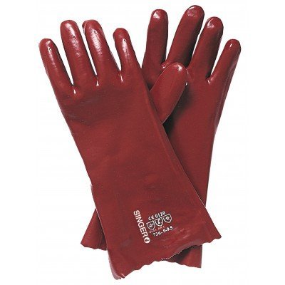 Par de luvas de proteção vermelhas com inscrição SINGER