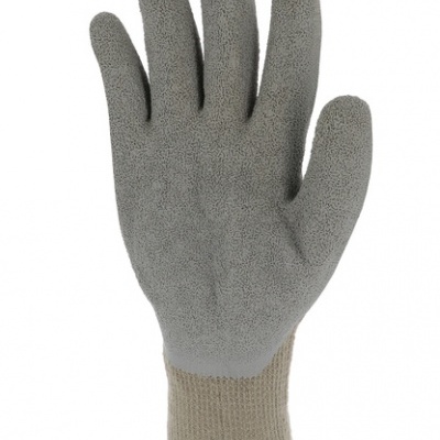 Luva cinzenta texturizada para proteção com punho cinza e borda amarela