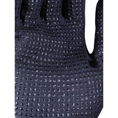 Luva preta com textura antiderrapante de bolinhas.