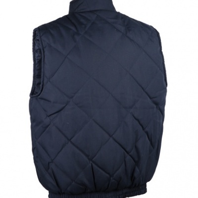 Colete acolchoado azul escuro com padrão de losangos