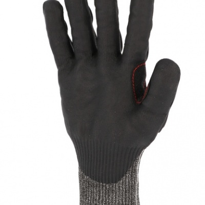 Luva de trabalho preta com punho cinza e costura vermelha