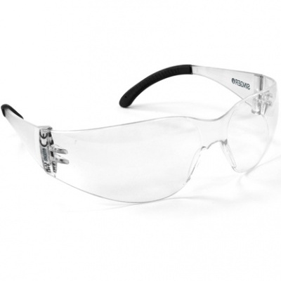 Óculos de proteção transparentes com armação e hastes pretas