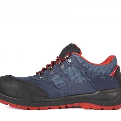 Sapato de segurança azul com sola vermelha