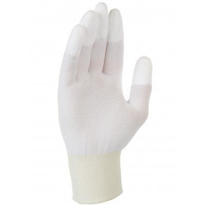 Luva branca de malha com dedos reforçados