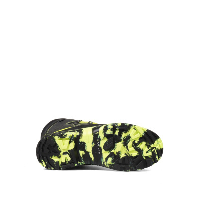Sola de sapato desportivo preta e amarelo fluor