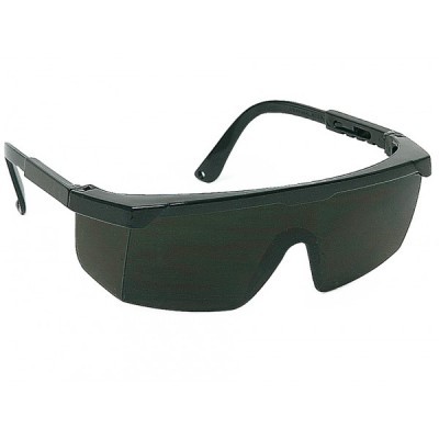 Óculos de proteção pretos com lentes escuras e armação espessa