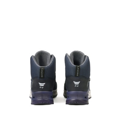 Botas de caminhada azuis com interior cinza e etiqueta LIVORO