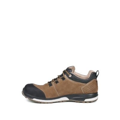 Tênis de segurança masculino castanho e preto com sola antiderrapante