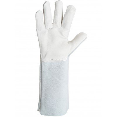 Luva de proteção branca com punho cinzento comprido