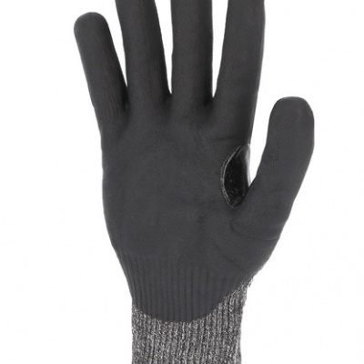 Luva preta de trabalho com punho cinza e bainha castanha