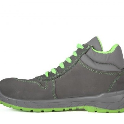 Ténis de segurança cinzento com detalhes verdes