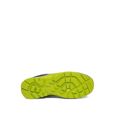 Sola de sapato desportiva verde-limão com textura e relevo