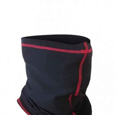 Cachecol tubular preto com costuras vermelhas