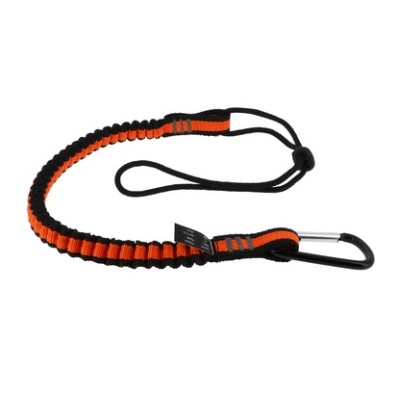 Pulso elástico ou cordão de segurança alaranjado e preto com mosquetão