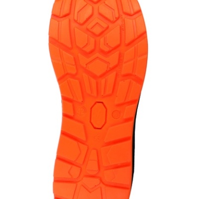 Sola de sapato laranja com padrão antiderrapante