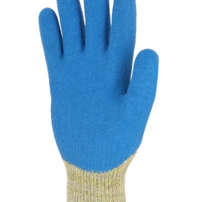 Luva de trabalho azul com punho elástico cinzento claro