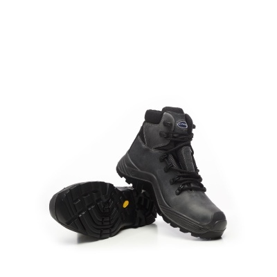 Botas pretas de trekking ou trabalho com sola antiderrapante