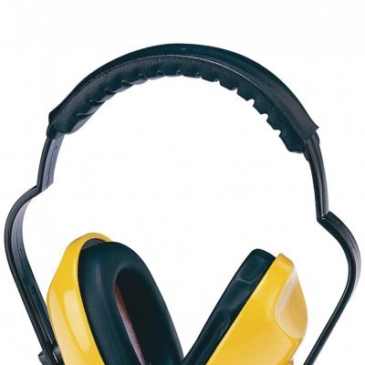 Auscultadores de proteção amarelos com almofadas pretas e arco ajustável