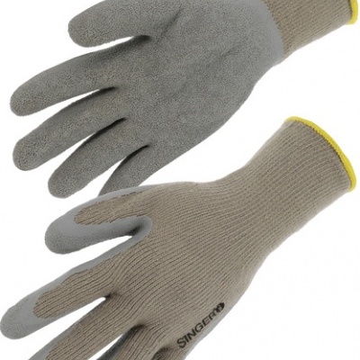 Par de luvas de proteção cinzentas com punho elástico amarelo