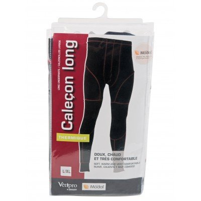 Calção longo térmico preto com costuras vermelhas em embalagem transparente