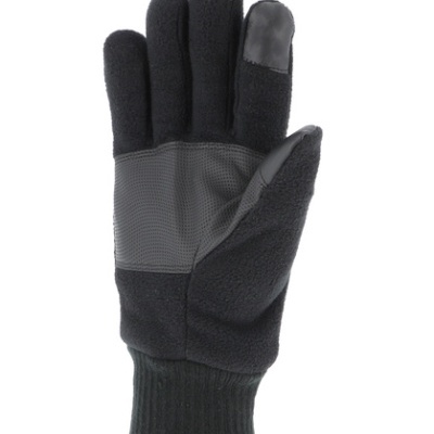 Luva preta em tecido com polso em malha