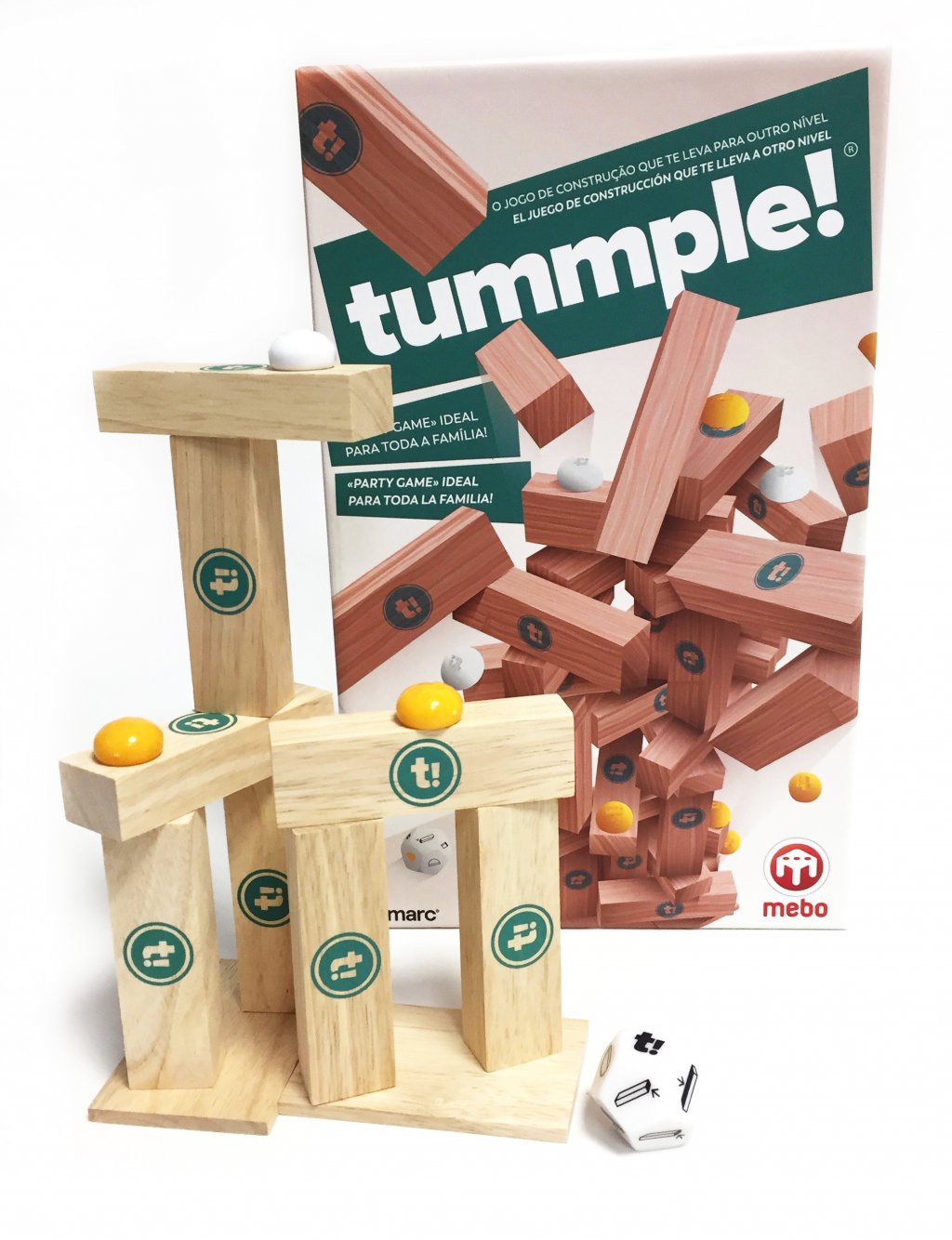 Jogo Tummple Jogo Tummple! de madeira com dados personalizados e caixa colorida