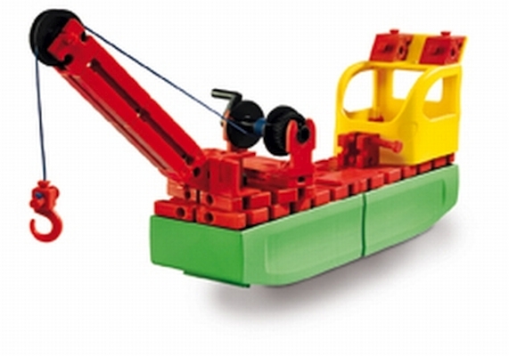 Jumbo Starter - Set de Construção Junior Fischertechnik Barco de brinquedo de plástico com grua vermelha e base verde