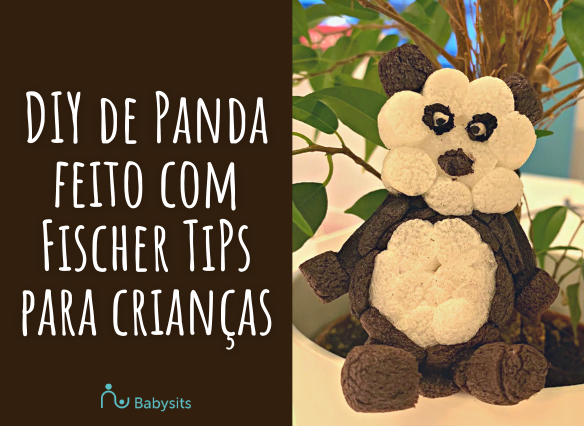 Texto sobre DIY de panda e figura artesanal de panda feita com Fischer Tips