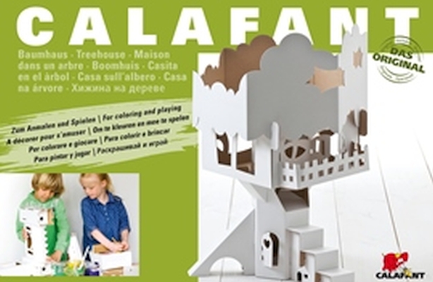 Casa na Árvore - Cartão Casa de brincar CALAFAN em madeira pintável branca com escada e varanda