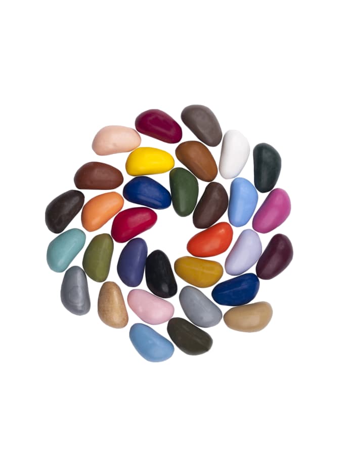 Crayon Rocks - Saco algodão (32) Amostras de couro colorido em forma de gotas, dispostas em círculo