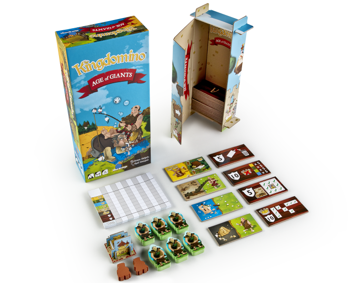 Jogo Kingdomino Age of Giants Jogo Kingdomino Age of Giants com peças, cartas e caixa