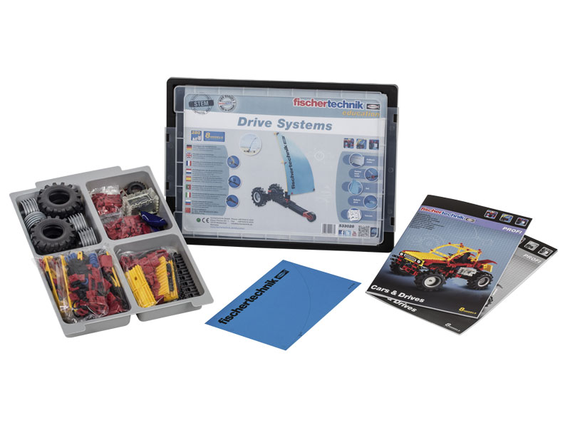 Laboratório Experiências CTEM - Sistemas de Movimento Kit de construção Drive Systems da fischertechnik com peças coloridas e manual