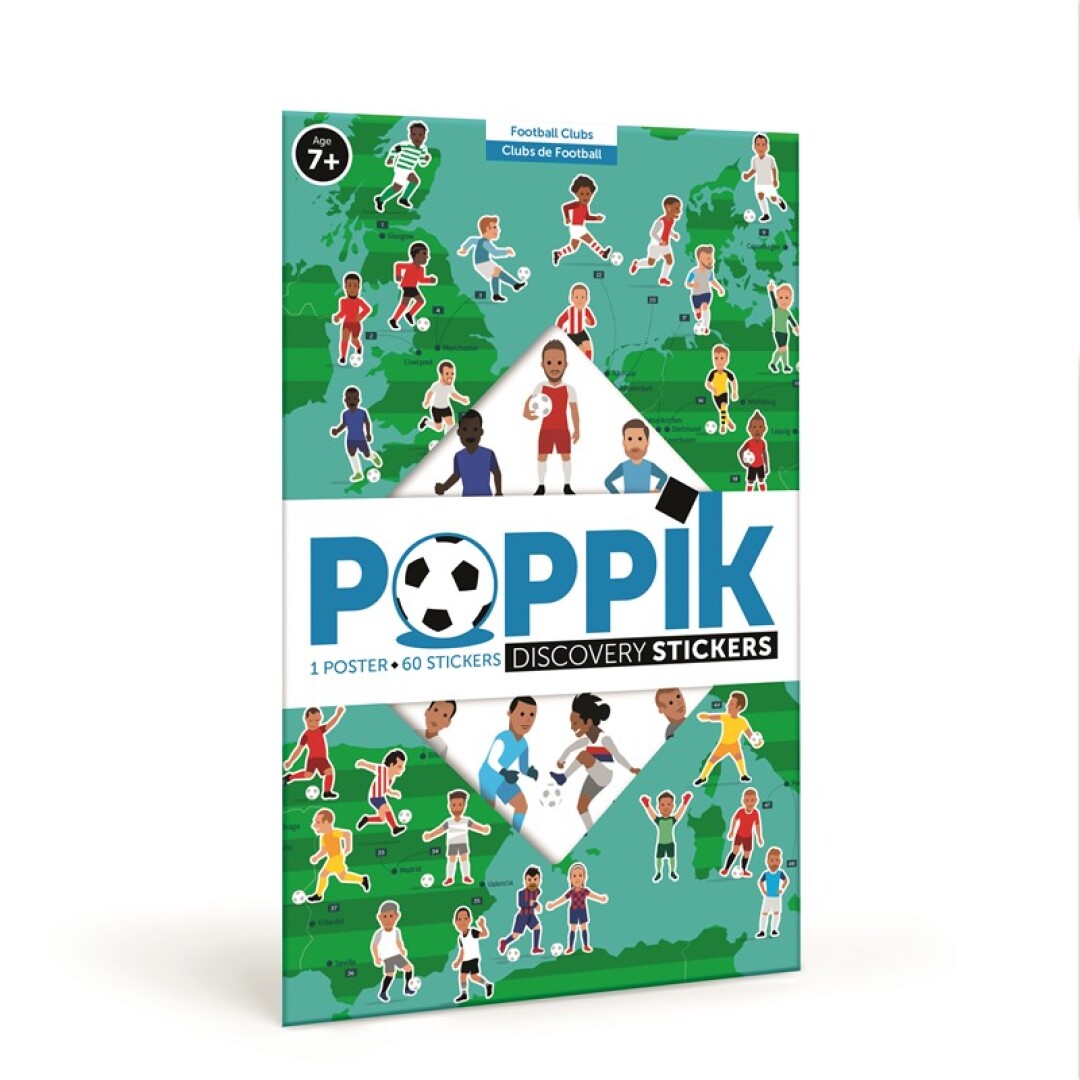 Poster Gigante Autocolantes - Futebol Pacote de stickers Poppik com jogadores de futebol coloridos e texto promocional