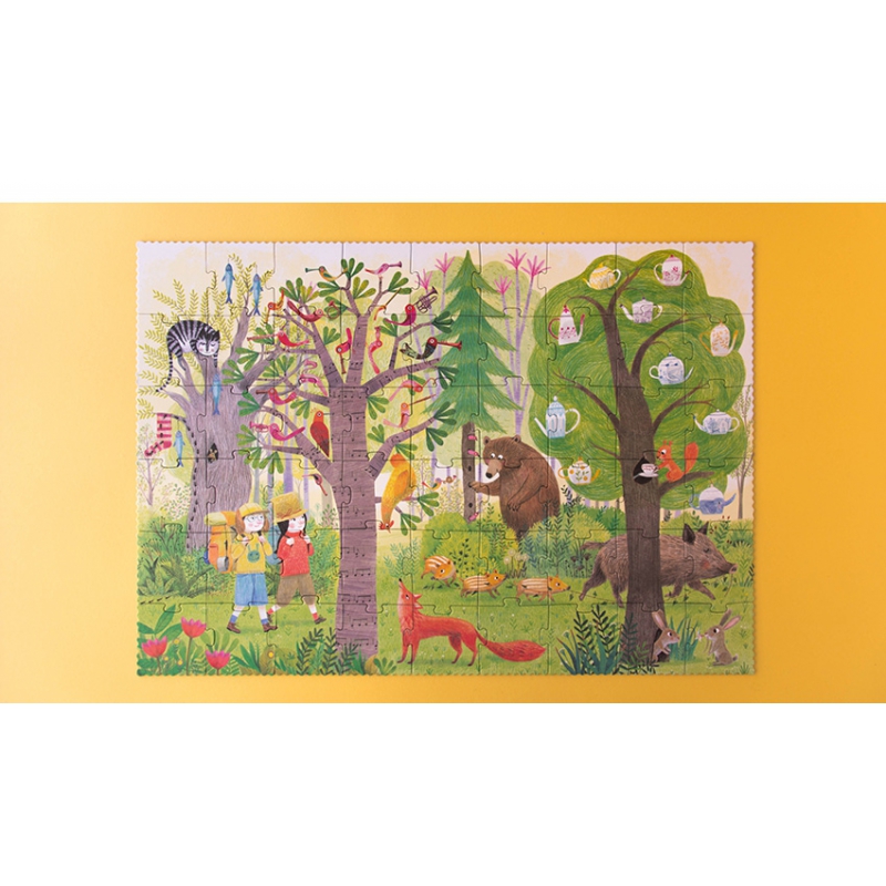 Puzzle Noite e Dia Quebra-cabeças de cena de floresta com crianças e animais