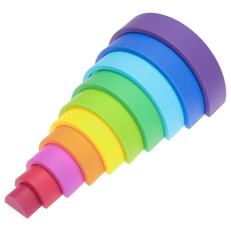 Arco Iris 10 Pcs Brinquedo infantil de copos empilháveis coloridos em fundo branco