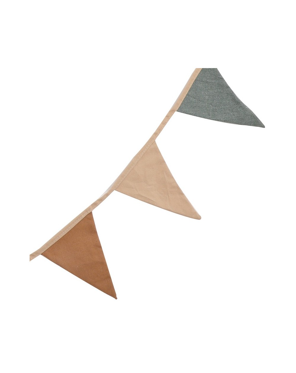Grinalda decorativa 10 bandeiras Guirlanda de bandeirolas triangulares de tecido castanho, bege e cinzento