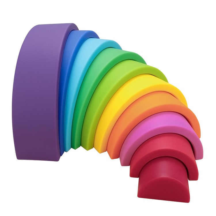 Arco Iris 10 Pcs Blocos de madeira coloridos em semicírculos empilhados