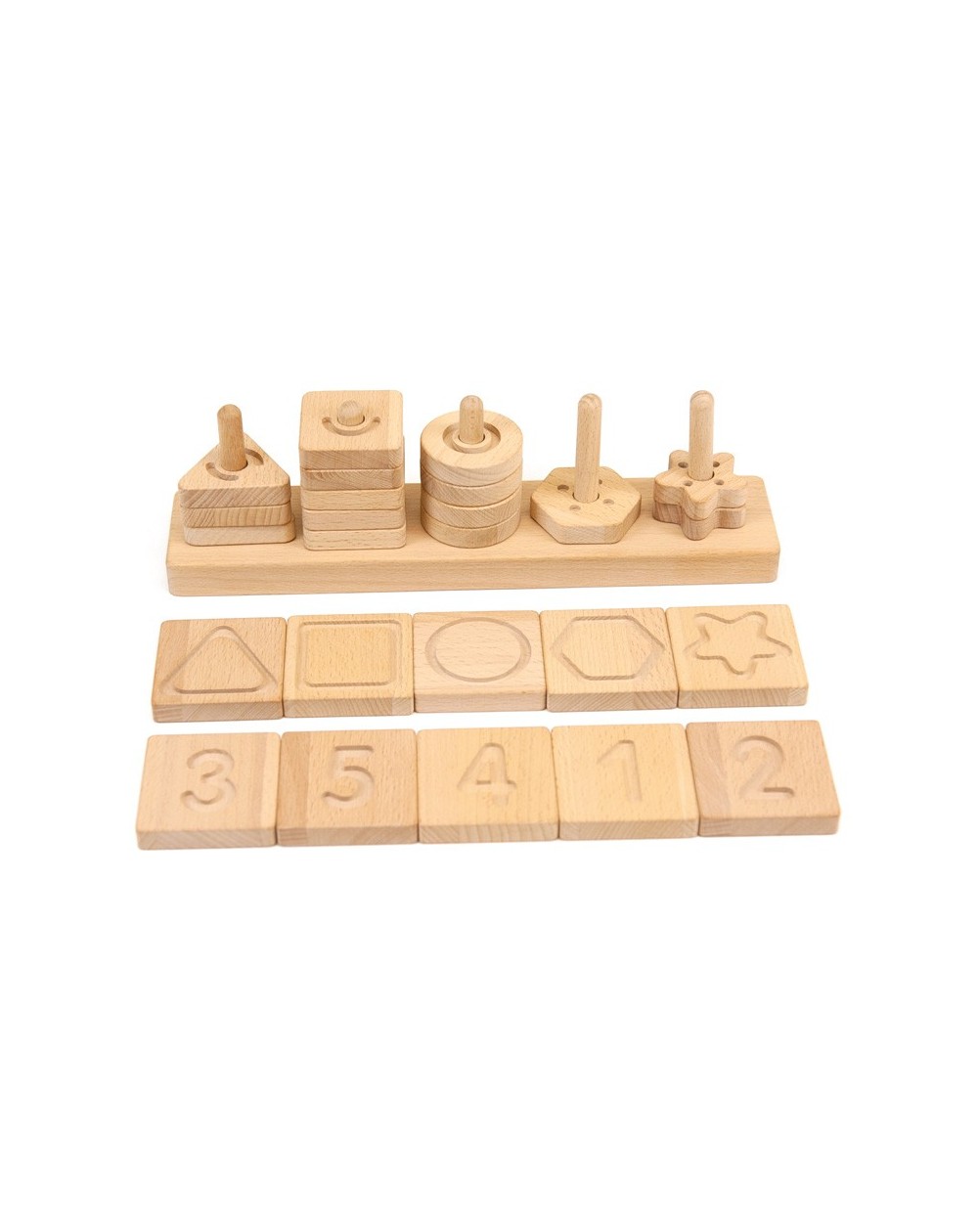Formas Geo Sensoriais Encaixe Brinquedos educativos de madeira com números e formas para encaixar