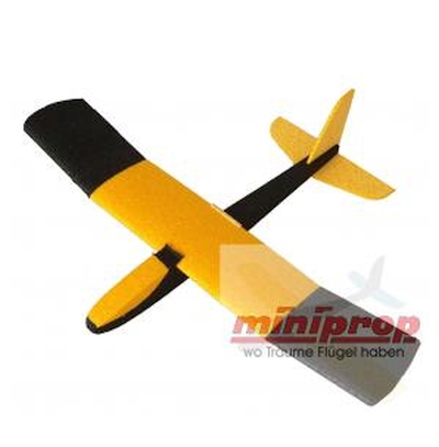 Planador Felix 80 Modelo de avião amarelo e preto em espuma com asas e cauda estabilizadora