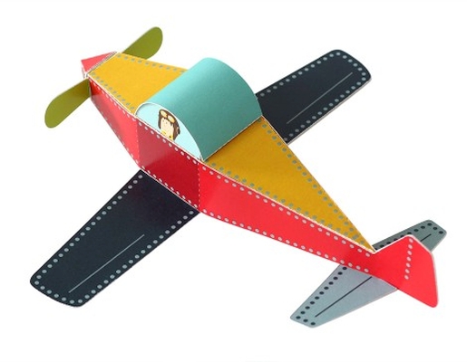 Avião - Brinquedo de Papel avião de papel ou cartão colorido com piloto desenhado na janela